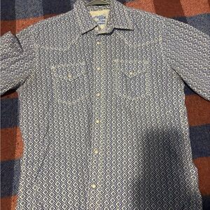 Men's wrangler 20x competition Blue Geometric Shirt